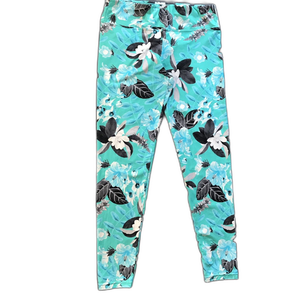 Seafolly Floral High Rise Leggings Turquoise Size L - Picture 3 of 6